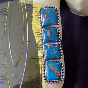 Turquoise 4 stone ring.  Sterling silver 925.